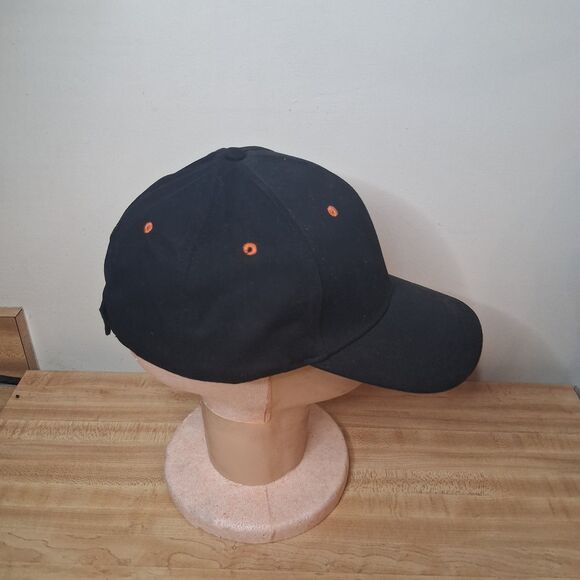 Hooters Ball Cap Orange Hooters Logo  Solid Black Adjustable Hat One Size - Picture 3 of 6